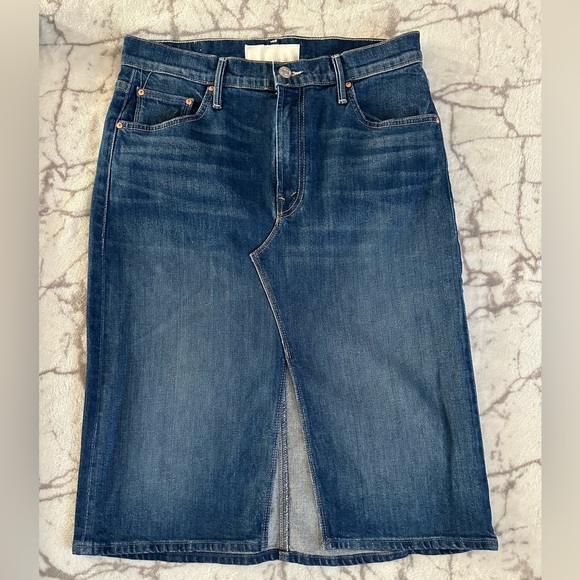 Mother Superior Denim M Midi Skirt The  Ditcher Superior Skirt Sz 26 front slit - Picture 1 of 16